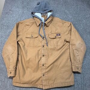 Dickies Hooded Work Jacket Mens L Sherpa Lined Heavy Duty Duck Canvas